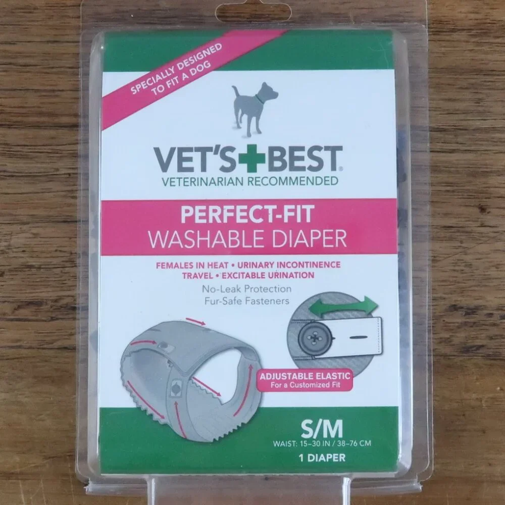 VET'S BEST PERFECT FIT BLUE WASHABLE DIAPER S/M
